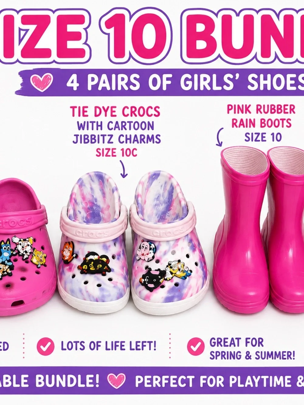 Girls’ Size 10 Shoe Bundle – 4 Pairs